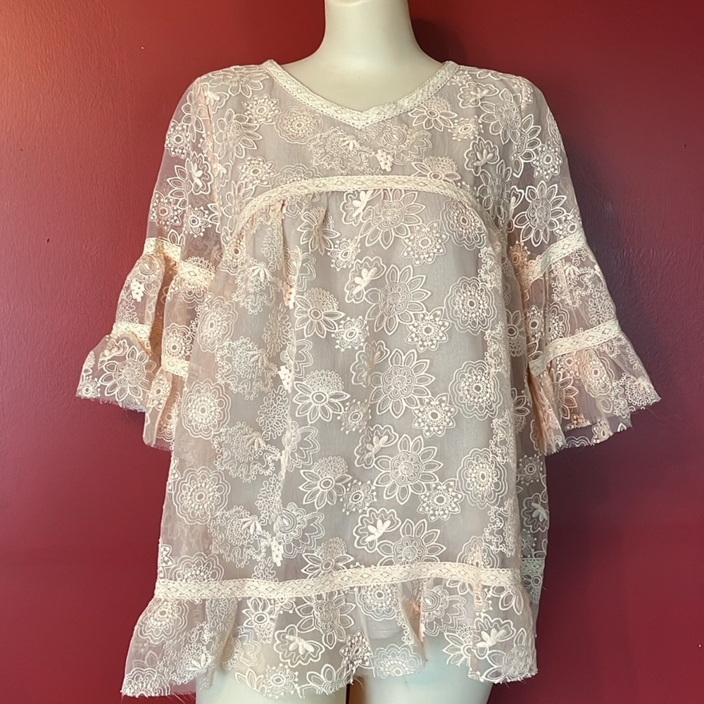 Brand new Listicle pale pink lace top - Picture 1 of 14